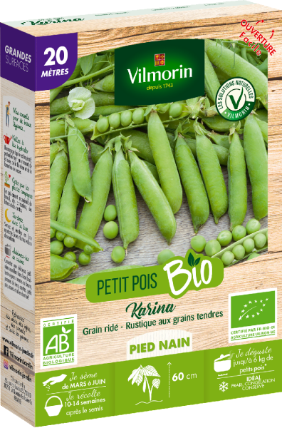 Légumes Secs - Pois Nain à Grain Ridé Karina - 20 m - BIO - PACKAGING_3D_RECTO